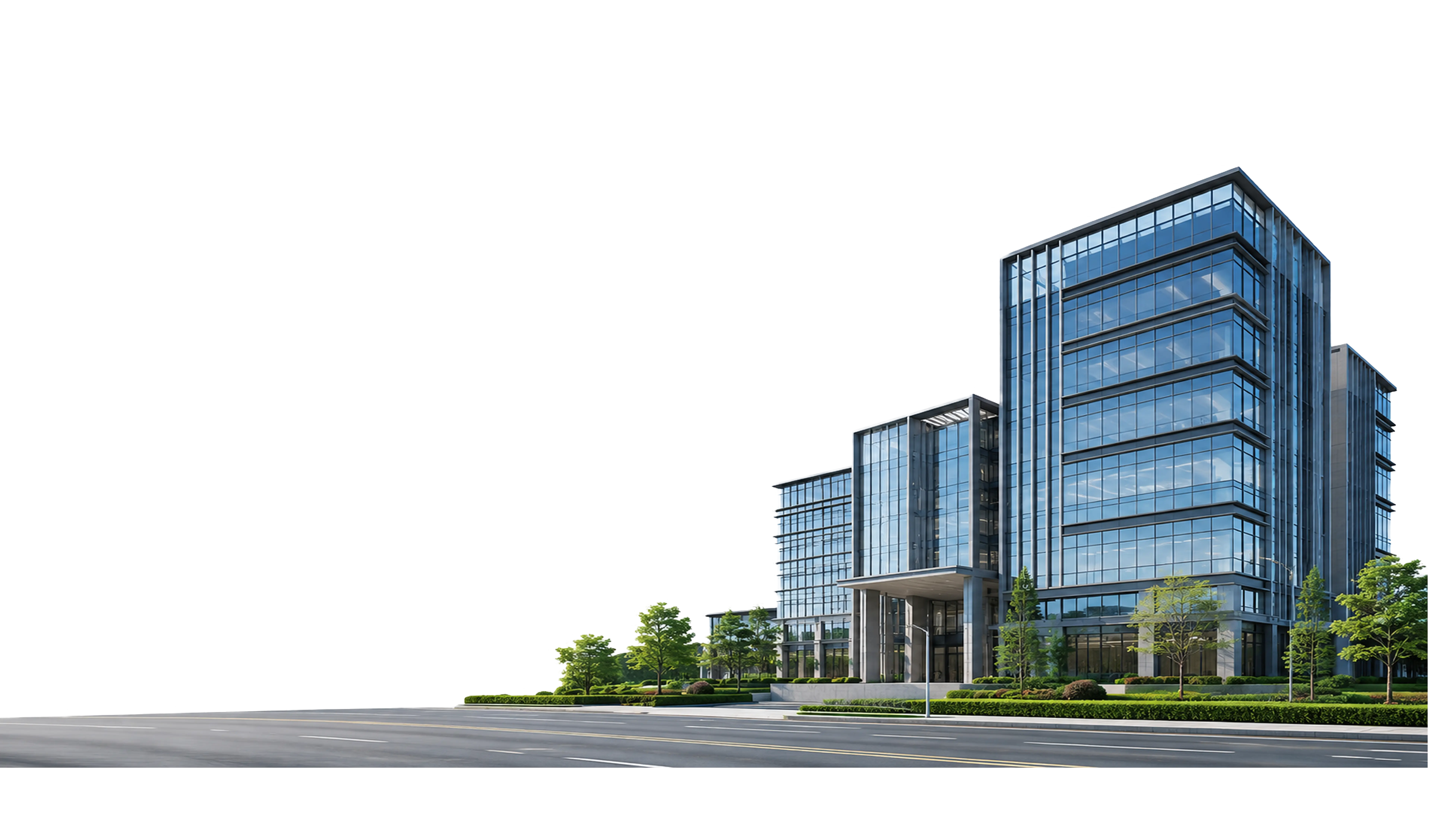 Modern commercial building exterior rendering for professional construction management