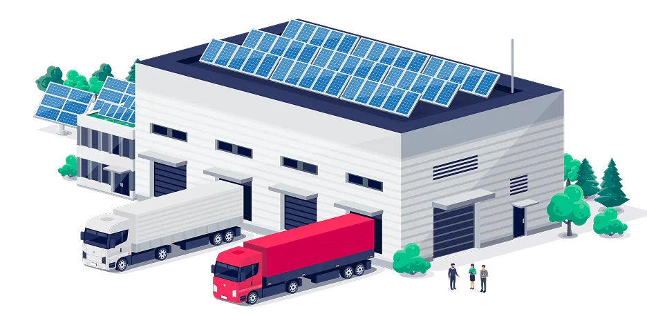 NTB Industrial Park - Vietnam NTB Industrial Park aerial view with solar panels and factory buildings